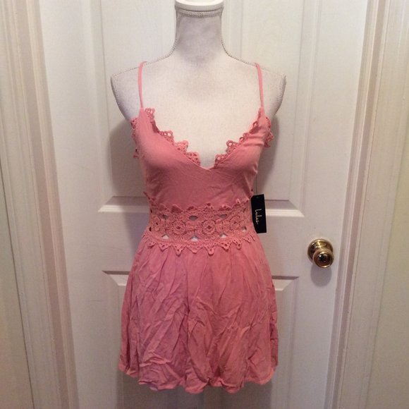 Lulu's Pink Lace Trim Dress - Picture 1 of 13